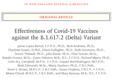 مقاله منتشر شده در خصوص بررسی اثربخشی واکسن های کووید بر واریانت دلتا