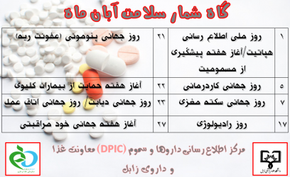 گاه شمار سلامت آبان ماه